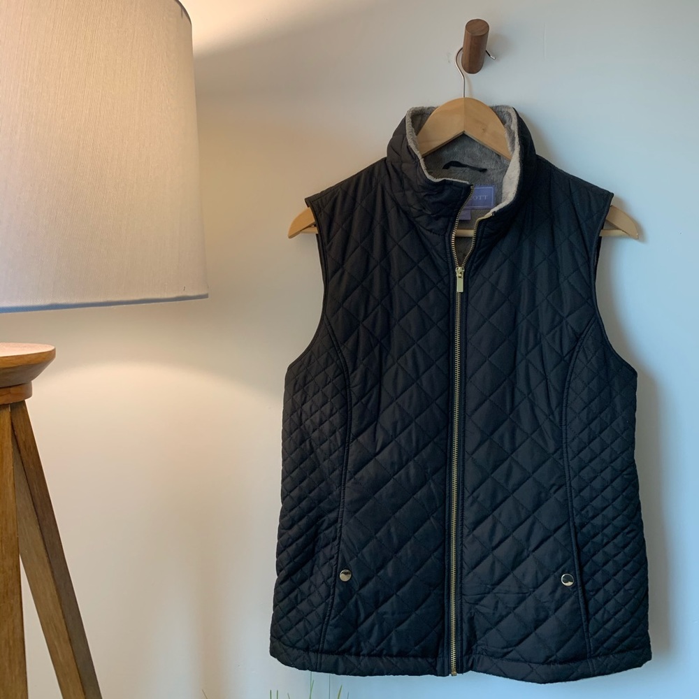 Laura Scott black fleece-lined Vest